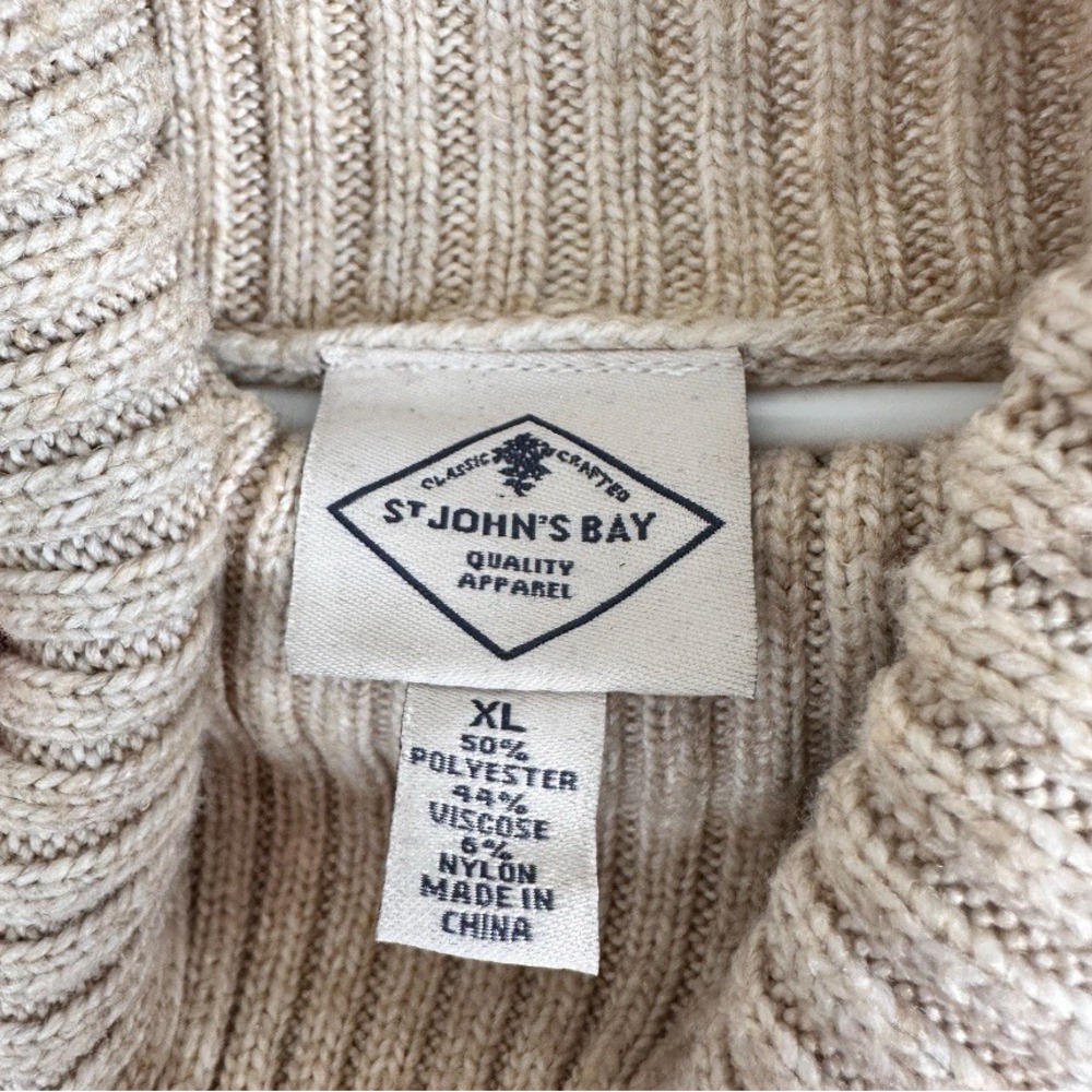 St Johns Bay Womens XL Cowl Neck Knit Sweater Long Sleeve Beige Pullover - Picture 5 of 6